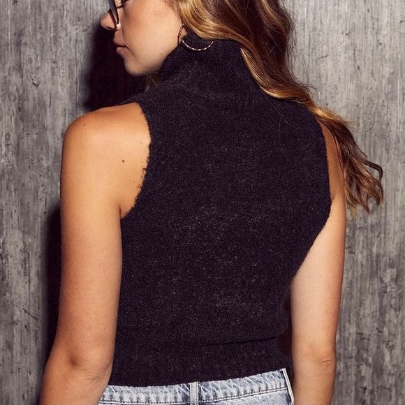 Rainey High Neck black Sleeveless fuzzy knit Sweater NWT other sizes available! - Picture 3 of 6